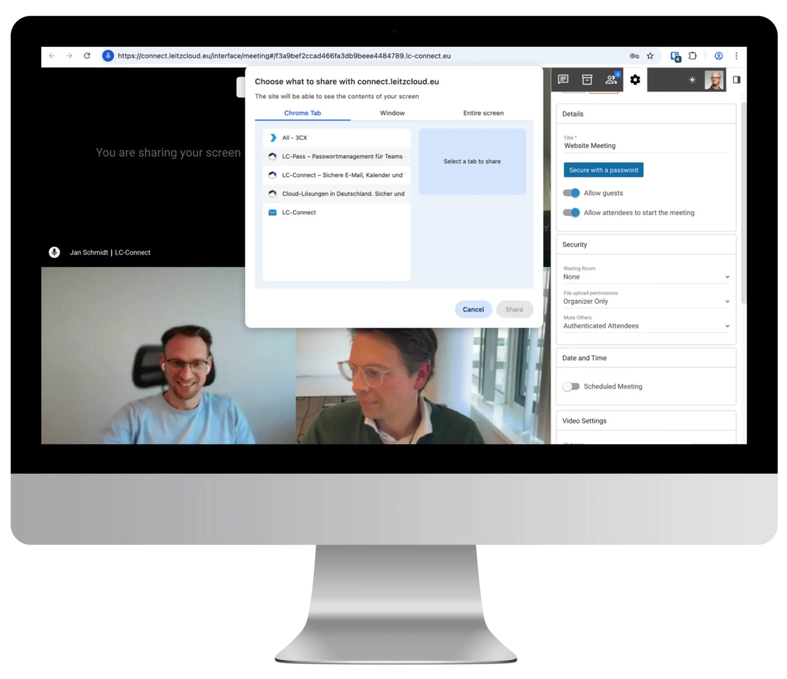 Bildschirmfreigabe in Online Video-Meetings