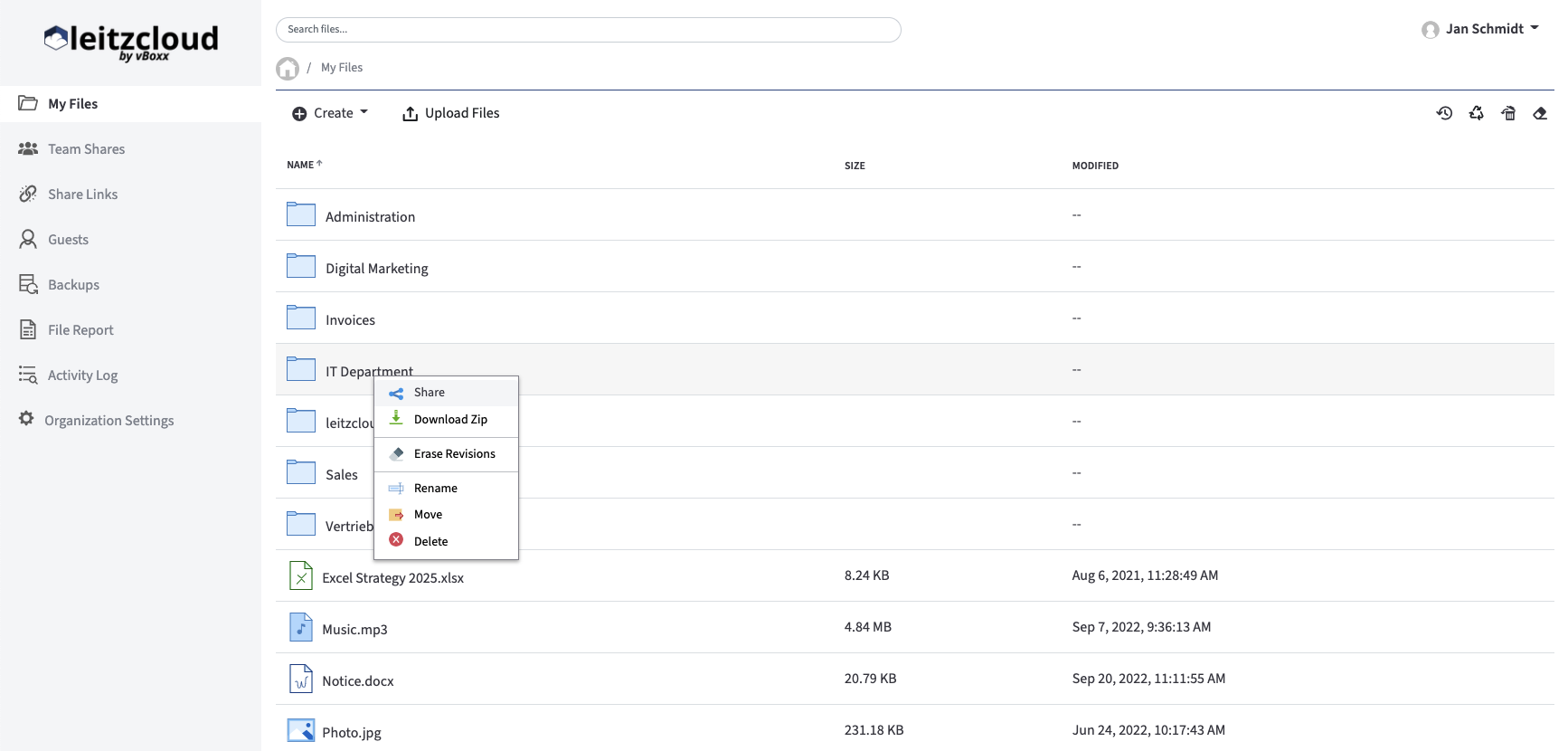 Description of the leitzcloud interface
